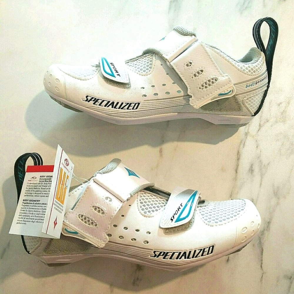 NWB Specialized Trivent Triathlon Cycling Shoes White Aqua 6.5 - Picture 3 of 14